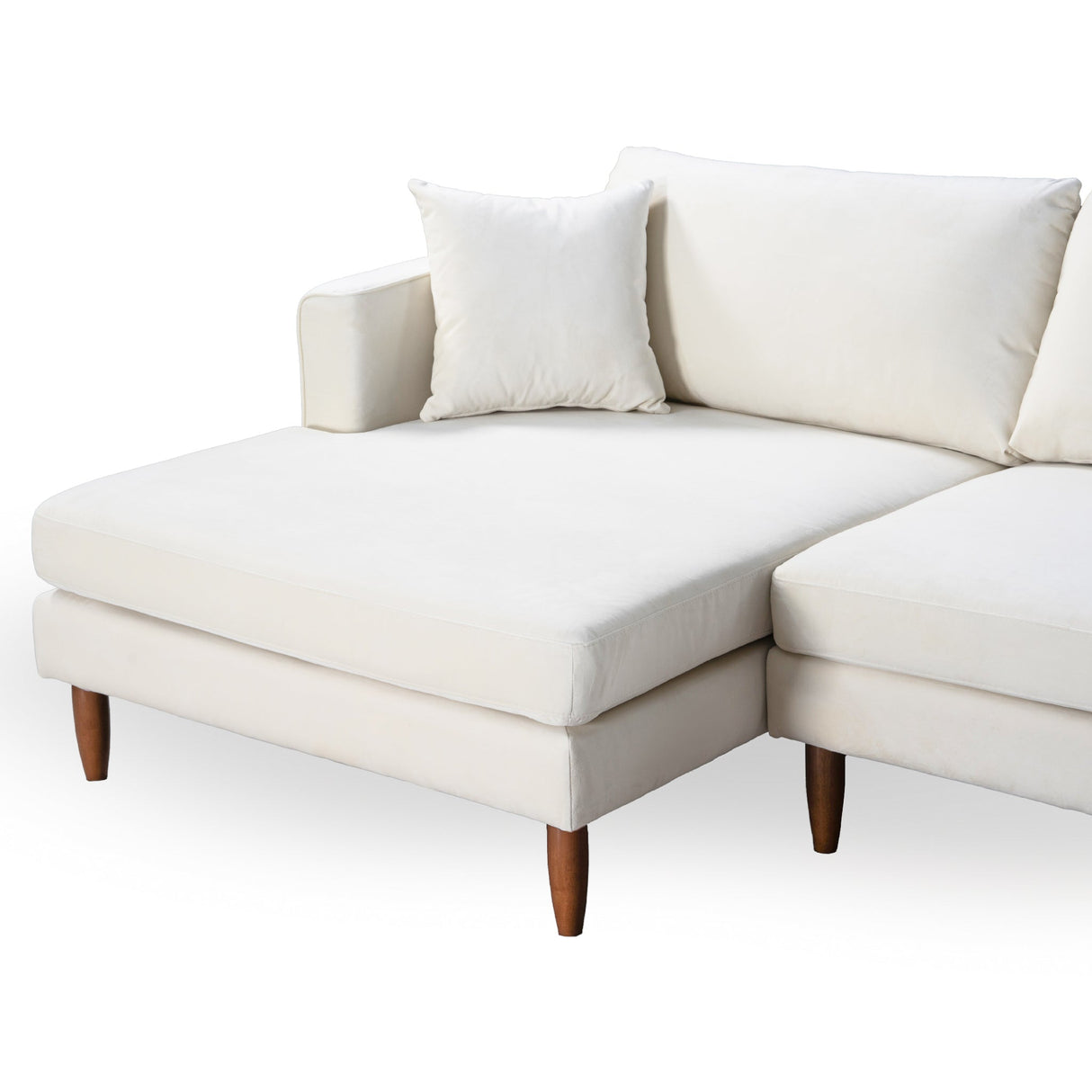 Blake L-Shaped Cream Velvet Sectional Sofa Left Facing by Ashcroft Imports at Eve Furniture