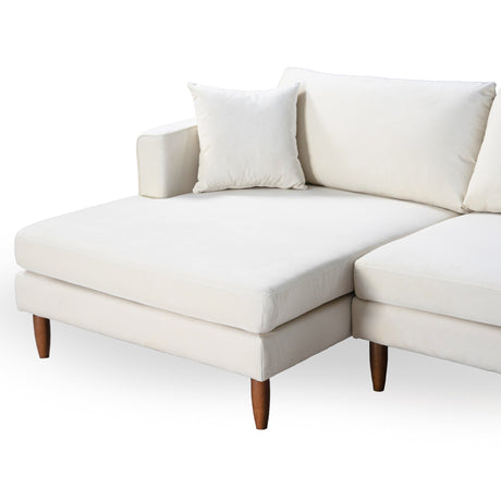 Blake L-Shaped Cream Velvet Sectional Sofa Left Facing by Ashcroft Imports at Eve Furniture