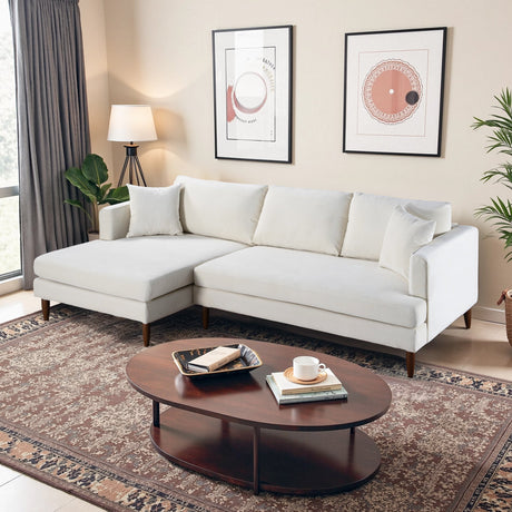 Blake L-Shaped Cream Velvet Sectional Sofa Left Facing by Ashcroft Imports at Eve Furniture
