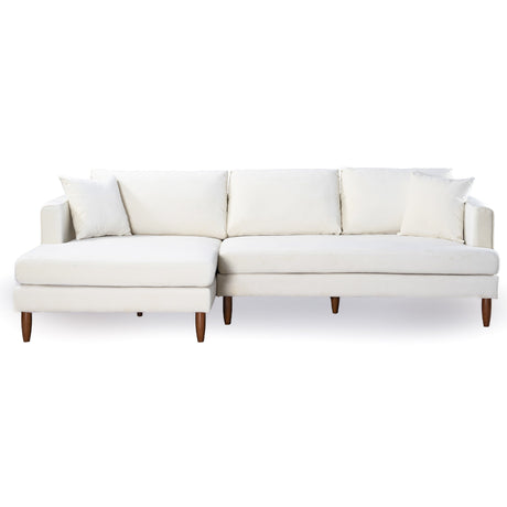 Blake L-Shaped Cream Velvet Sectional Sofa Left Facing by Ashcroft Imports at Eve Furniture
