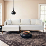 Blake L-Shaped Cream Velvet Sectional Sofa Left Facing by Ashcroft Imports at Eve Furniture