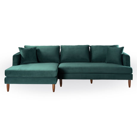 Blake L-Shaped Dark Green Velvet Sectional Sofa Left Facing by Ashcroft Imports at Eve Furniture