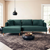 Blake L-Shaped Dark Green Velvet Sectional Sofa Left Facing by Ashcroft Imports at Eve Furniture