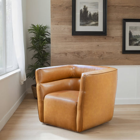 Callan Swivel Chair - Vegan Tan Leather by Ashcroft Imports at Eve Furniture