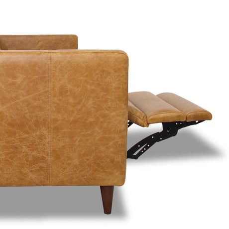 Christopher Tan Leather Electric Inclining Sofa Left Facing by Ashcroft Imports at Eve Furniture
