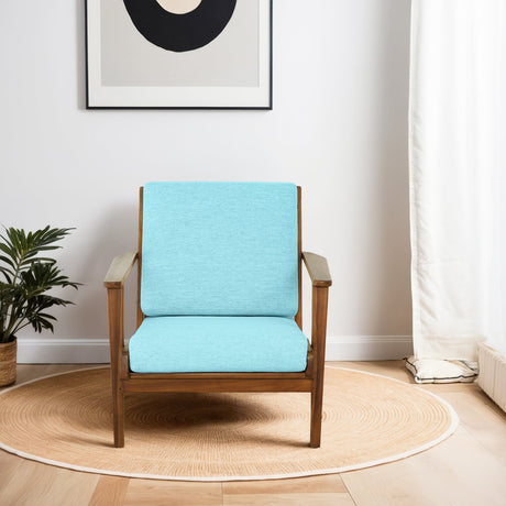 Connor Solid Wood Linen Lounge Chair - Sky Blue by Ashcroft Imports at Eve Furniture