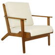 Connor Solid Wood Linen Lounge Chair - Cream by Ashcroft Imports at Eve Furniture