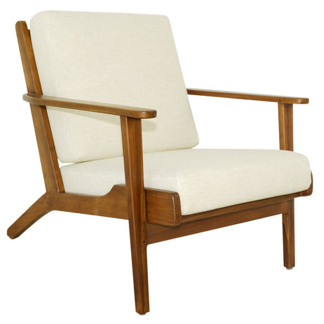 Connor Solid Wood Linen Lounge Chair - Cream by Ashcroft Imports at Eve Furniture