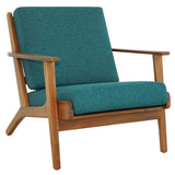 Connor Solid Wood Linen Lounge Chair - Teal by Ashcroft Imports at Eve Furniture