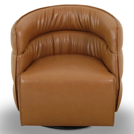 Walden Swivel Chair - Vegan Tan Leather by Ashcroft Imports at Eve Furniture