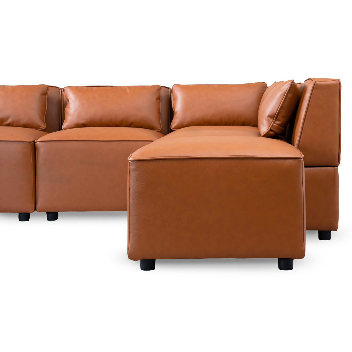 Wexford Cognac Vegan Leather Modular Sofa by Ashcroft Imports at Eve Furniture