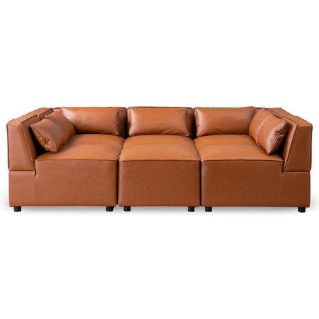 Wexford Cognac Vegan Leather Modular Sofa by Ashcroft Imports at Eve Furniture