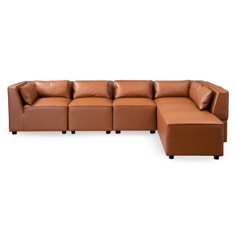 Wexford Cognac Vegan Leather Modular Sofa by Ashcroft Imports at Eve Furniture