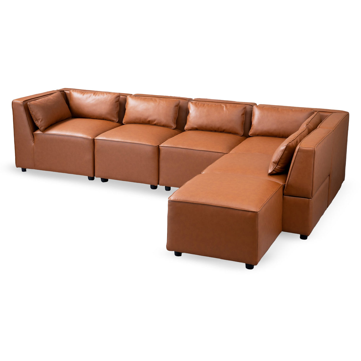 Wexford Cognac Vegan Leather Modular Sofa by Ashcroft Imports at Eve Furniture