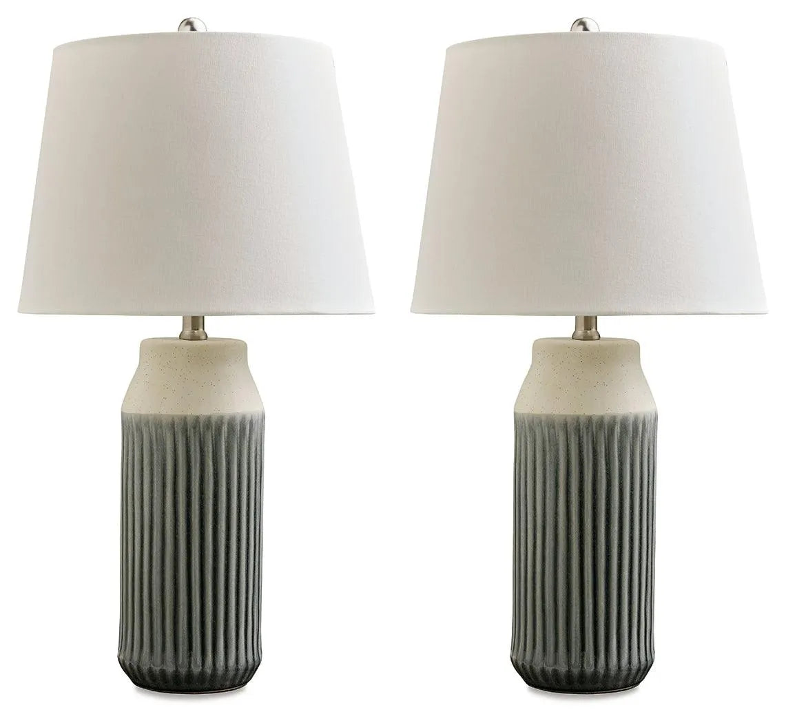 Afener Blue/Beige Table Lamp by Ashley at Eve Furniture