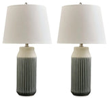 Afener Blue/Beige Table Lamp by Ashley at Eve Furniture