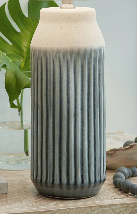 Afener Blue/Beige Table Lamp by Ashley at Eve Furniture
