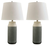 Afener Blue/Beige Table Lamp by Ashley at Eve Furniture