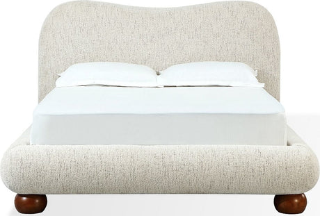 Afra Chinchilla Queen Chenille Upholstered Wood Leg Platform Bed by Modus Furniture at Eve Furniture