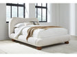 Afra Chinchilla Queen Chenille Upholstered Wood Leg Platform Bed by Modus Furniture at Eve Furniture