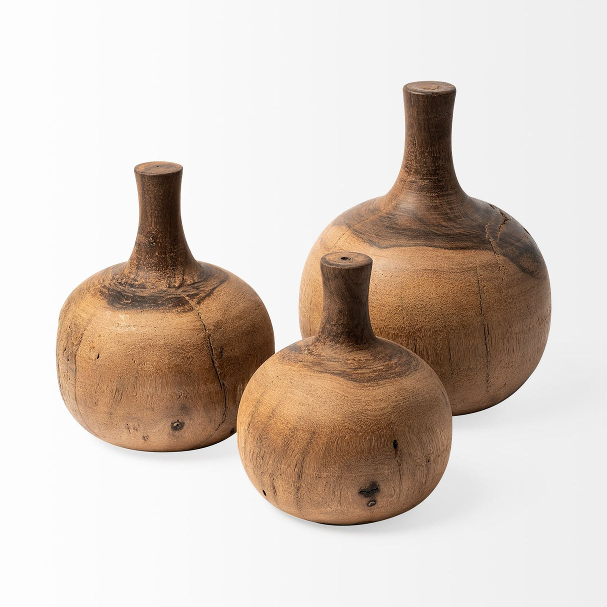 Afra Large Solid Wood Vase Shaped Decorative Object by Mercana at Eve Furniture