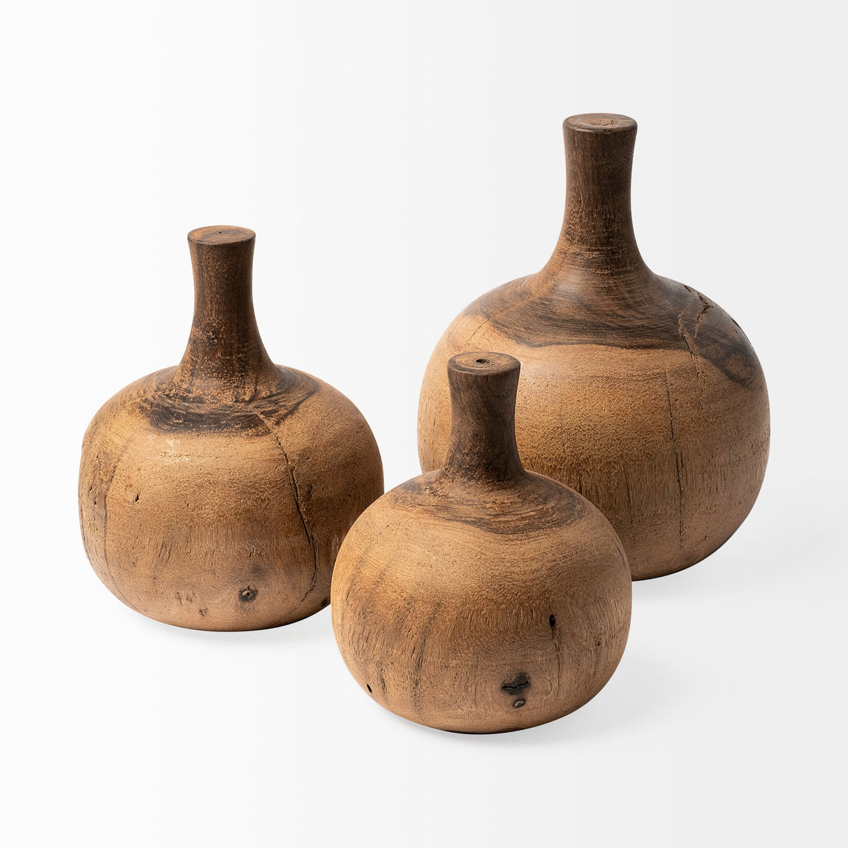 Afra Medium Solid Wood Vase Shaped Decorative Object by Mercana at Eve Furniture