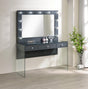 Afshan Gray High Gloss 3-Drawer Vanity Desk with Lighting Mirror by Coaster at Eve Furniture