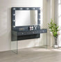 Afshan Gray High Gloss 3-Drawer Vanity Desk with Lighting Mirror by Coaster at Eve Furniture