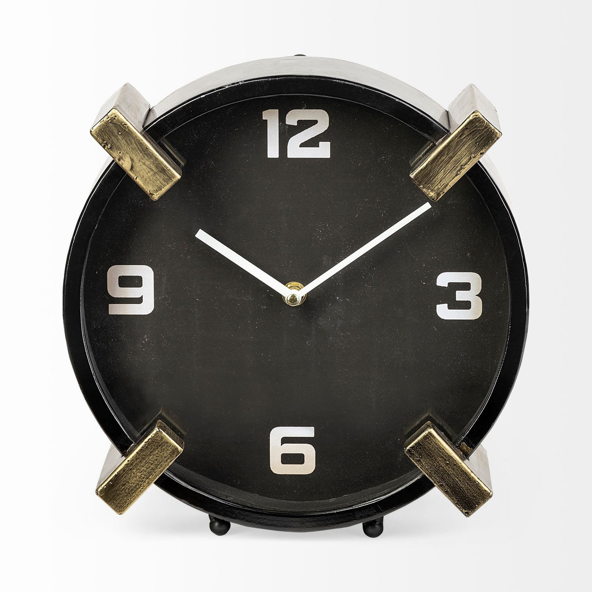 Agar Black Metal Round Table Clock by Mercana at Eve Furniture