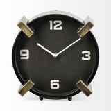 Agar Black Metal Round Table Clock by Mercana at Eve Furniture