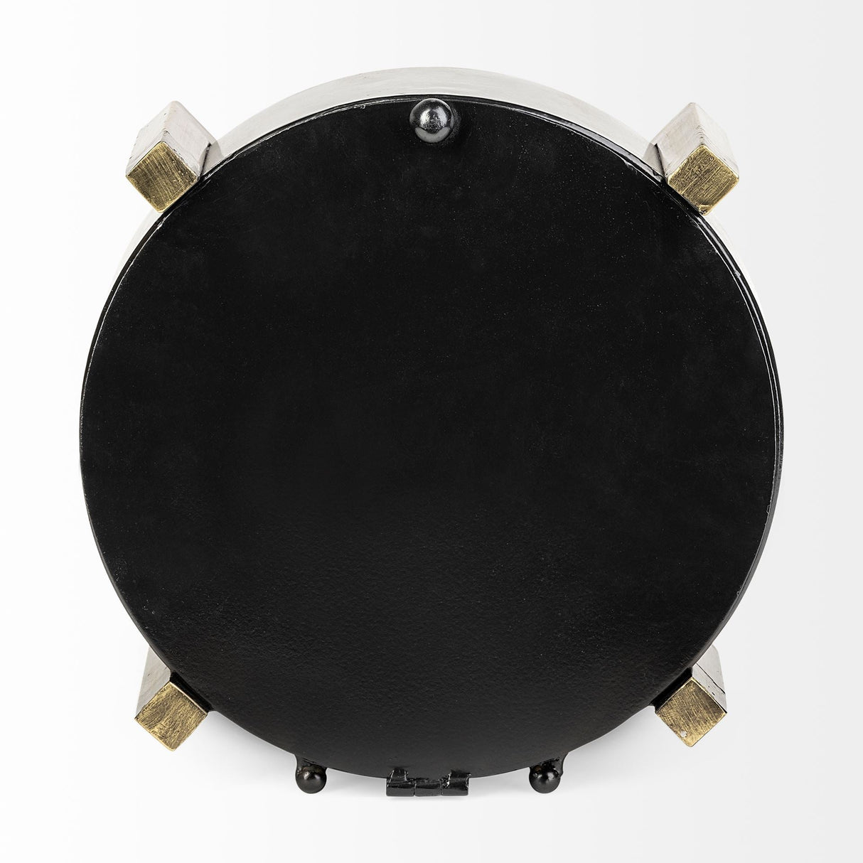 Agar Black Metal Round Table Clock by Mercana at Eve Furniture