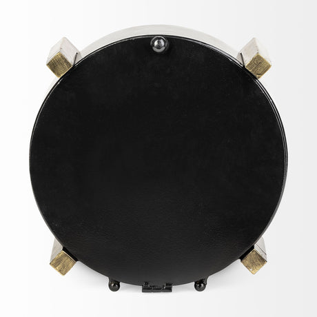 Agar Black Metal Round Table Clock by Mercana at Eve Furniture
