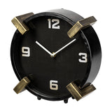 Agar Black Metal Round Table Clock by Mercana at Eve Furniture