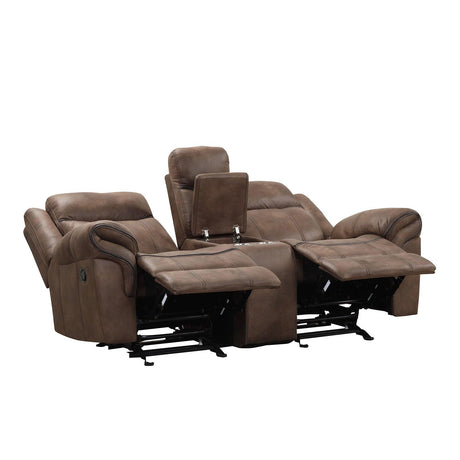 Agata Brown Glider Recliner Loveseat by Furniture of America at Eve Furniture