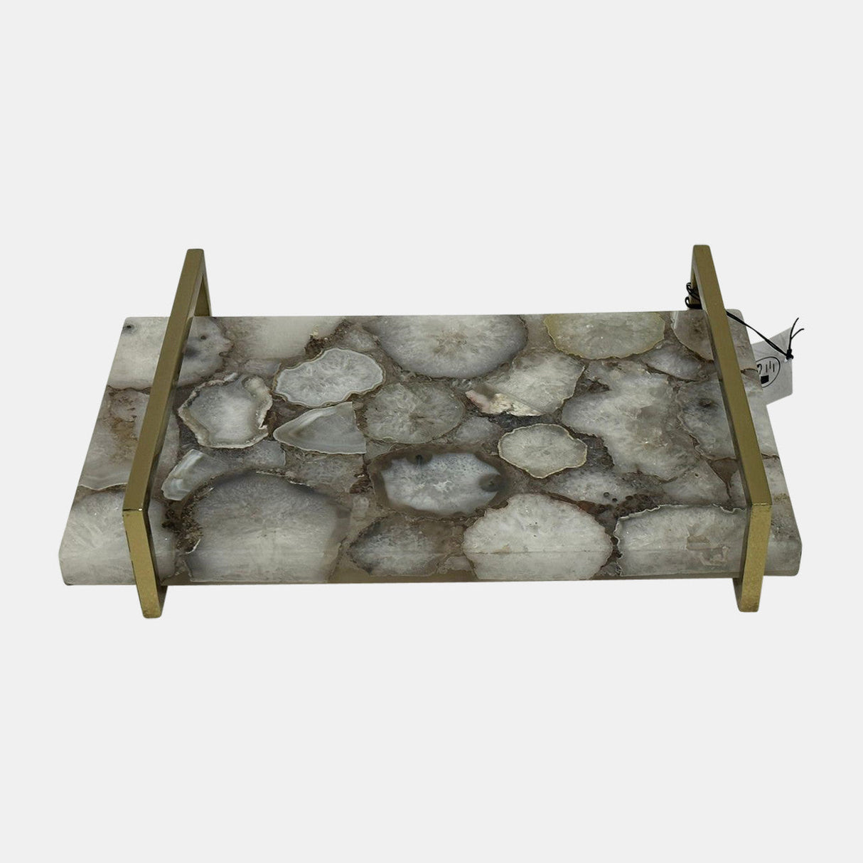 Agate, 14" Tray W/ Gold Handles, Multi