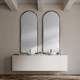 Agatha Rounded Arch Black Metal Frame Full Length Mirror by Mercana at Eve Furniture