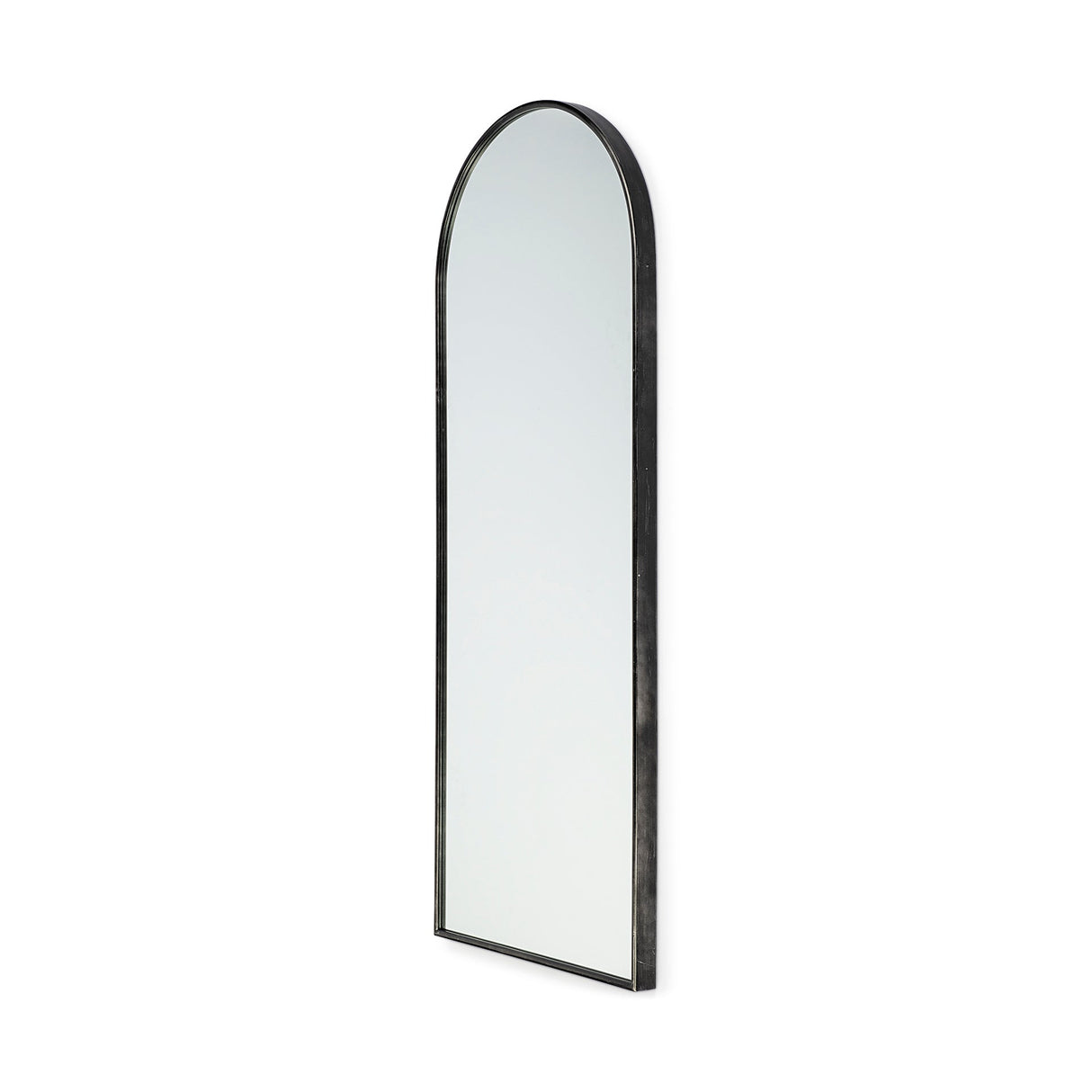 Agatha Rounded Arch Black Metal Frame Full Length Mirror by Mercana at Eve Furniture