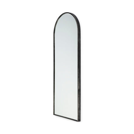 Agatha Rounded Arch Black Metal Frame Full Length Mirror by Mercana at Eve Furniture