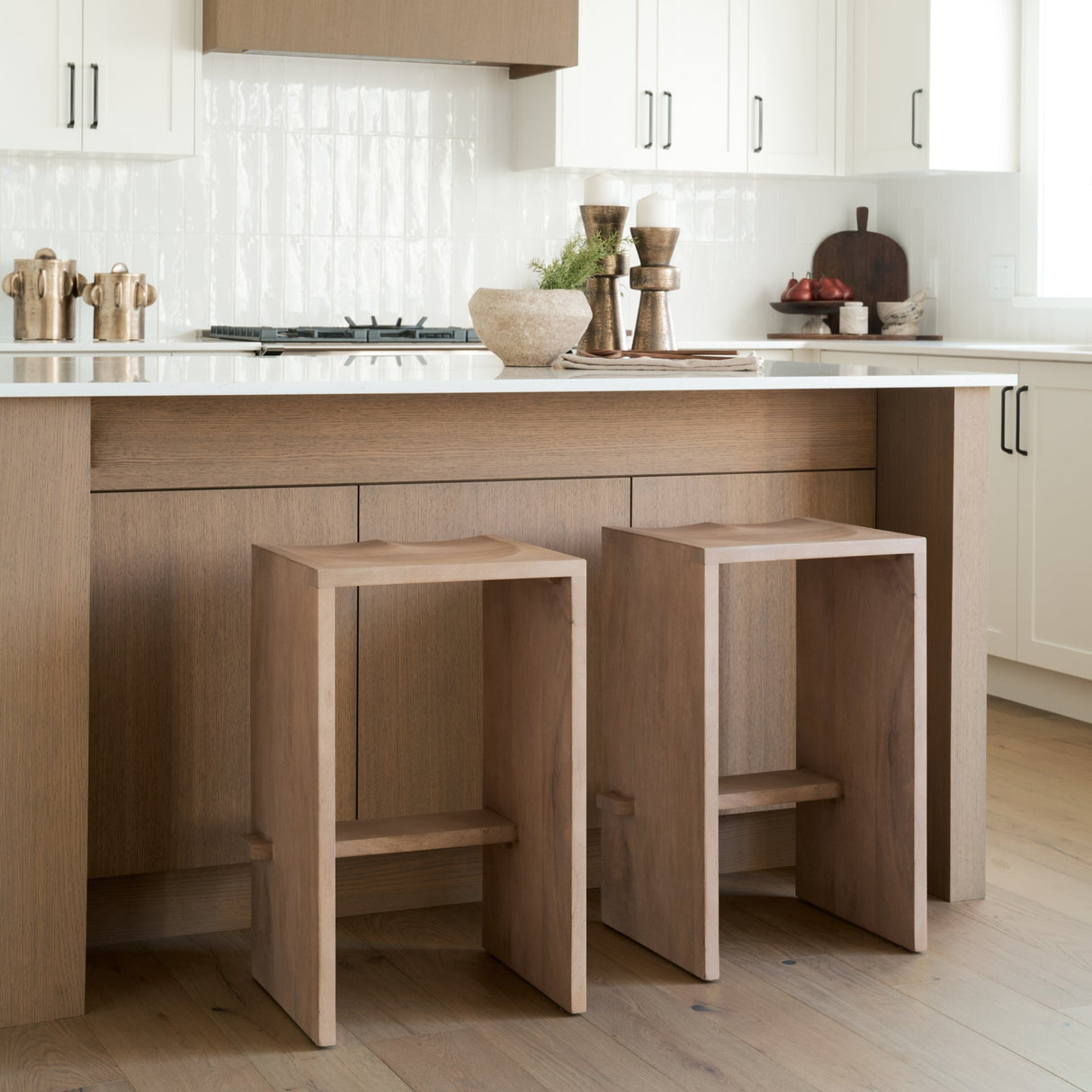 Aida Light Brown Wood Counter Stool by Mercana at Eve Furniture