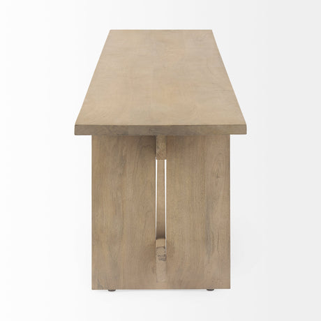 Aida Light Brown Wood Dining Bench by Mercana at Eve Furniture
