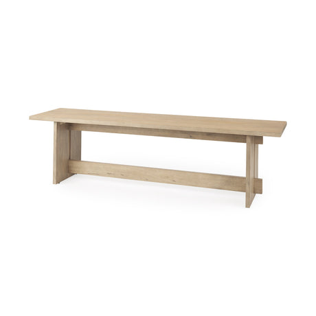 Aida Light Brown Wood Dining Bench by Mercana at Eve Furniture