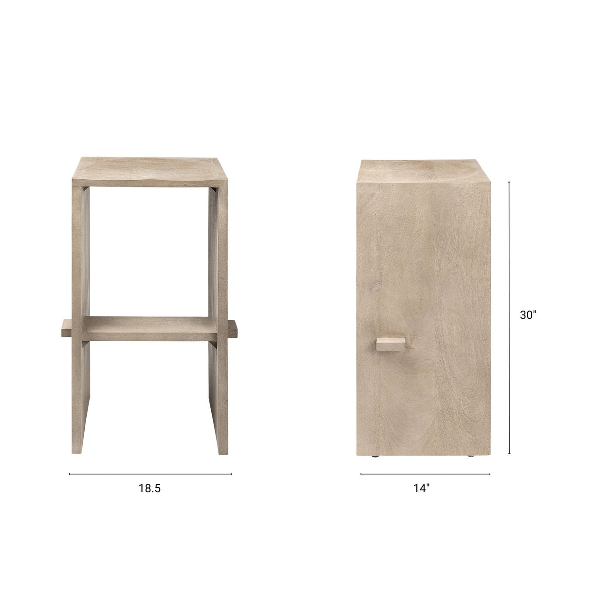 Aida Light Gray Wood Bar Stool by Mercana at Eve Furniture