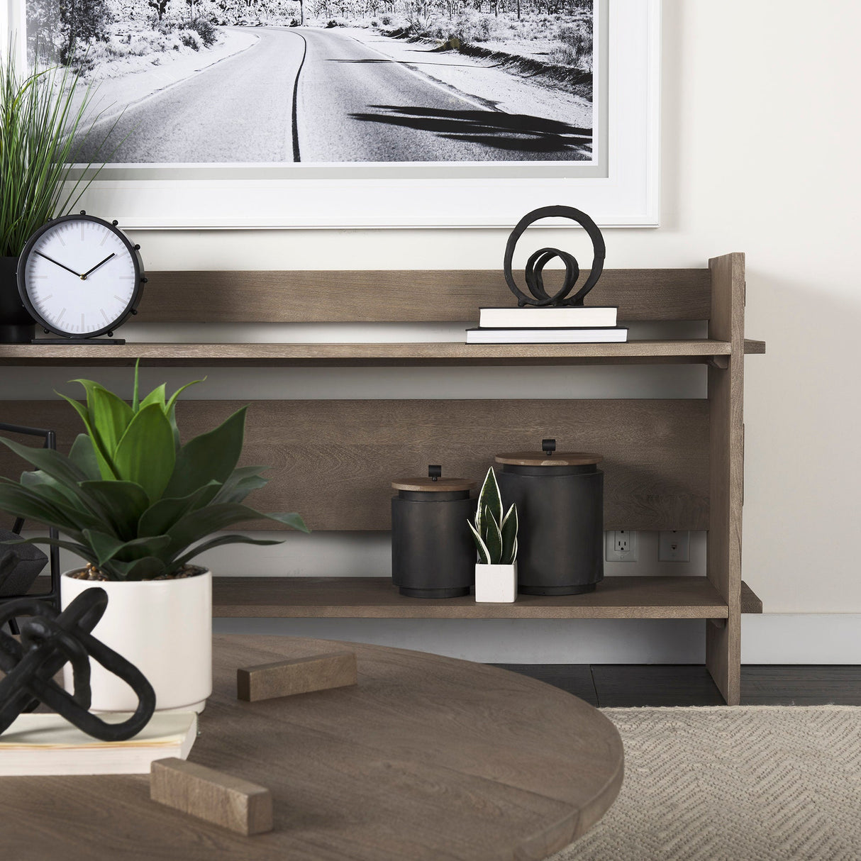 Aida Light Gray Wood Console Table by Mercana at Eve Furniture