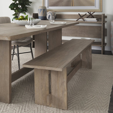 Aida Light Gray Wood Dining Bench by Mercana at Eve Furniture