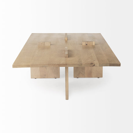 Aida Rectangular Light Brown Wood Coffee Table by Mercana at Eve Furniture