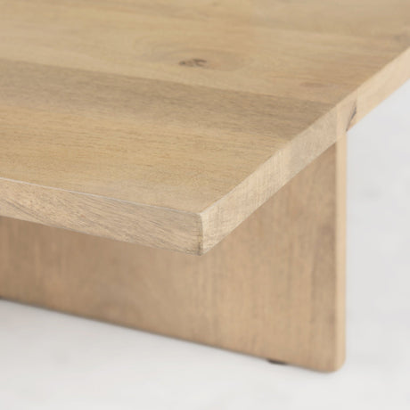Aida Rectangular Light Brown Wood Coffee Table by Mercana at Eve Furniture