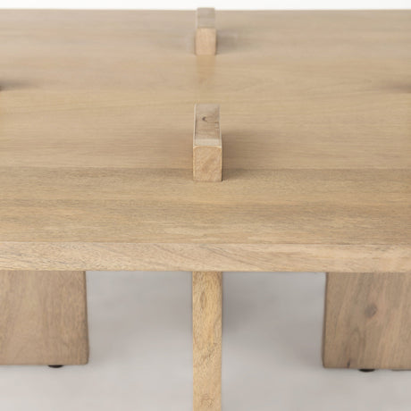 Aida Rectangular Light Brown Wood Coffee Table by Mercana at Eve Furniture