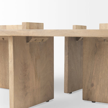 Aida Rectangular Light Brown Wood Coffee Table by Mercana at Eve Furniture