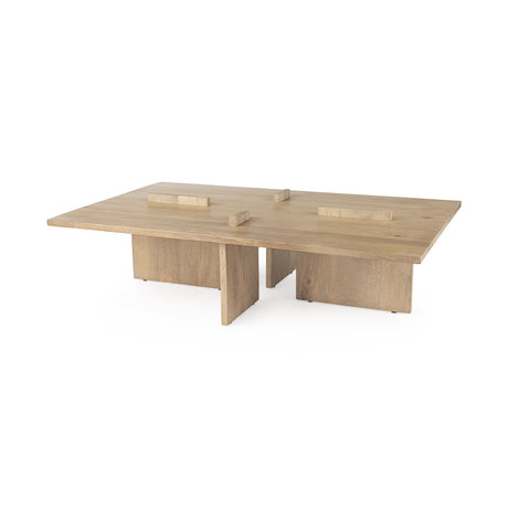 Aida Rectangular Light Brown Wood Coffee Table by Mercana at Eve Furniture