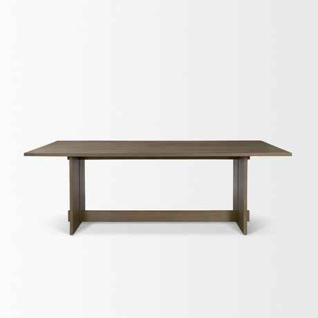Aida Rectangular Medium Brown Oak Wood Dining Table by Mercana at Eve Furniture